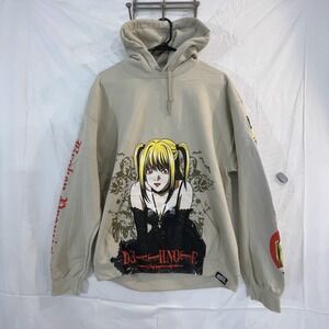Broken‎ Promises Death Note Hoodie Mens Medium Beige Pullover Anime Graphic Misa